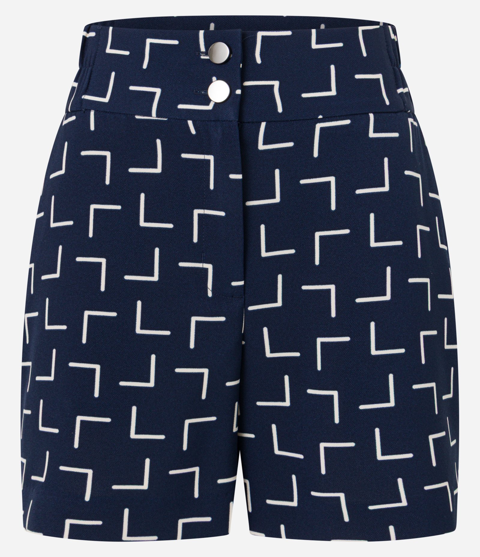 Short Cintura Alta Alfaiatado com Estampa Geométrica Azul 5