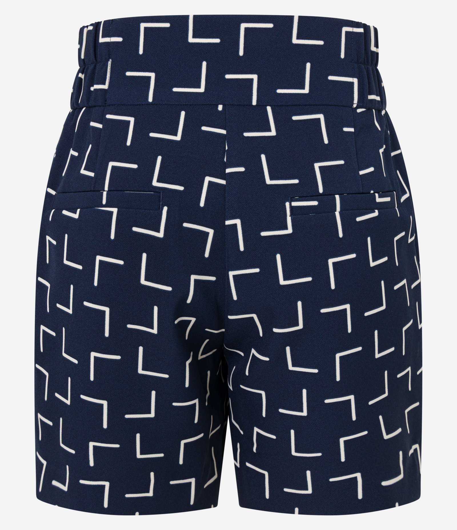 Short Cintura Alta Alfaiatado com Estampa Geométrica Azul 6