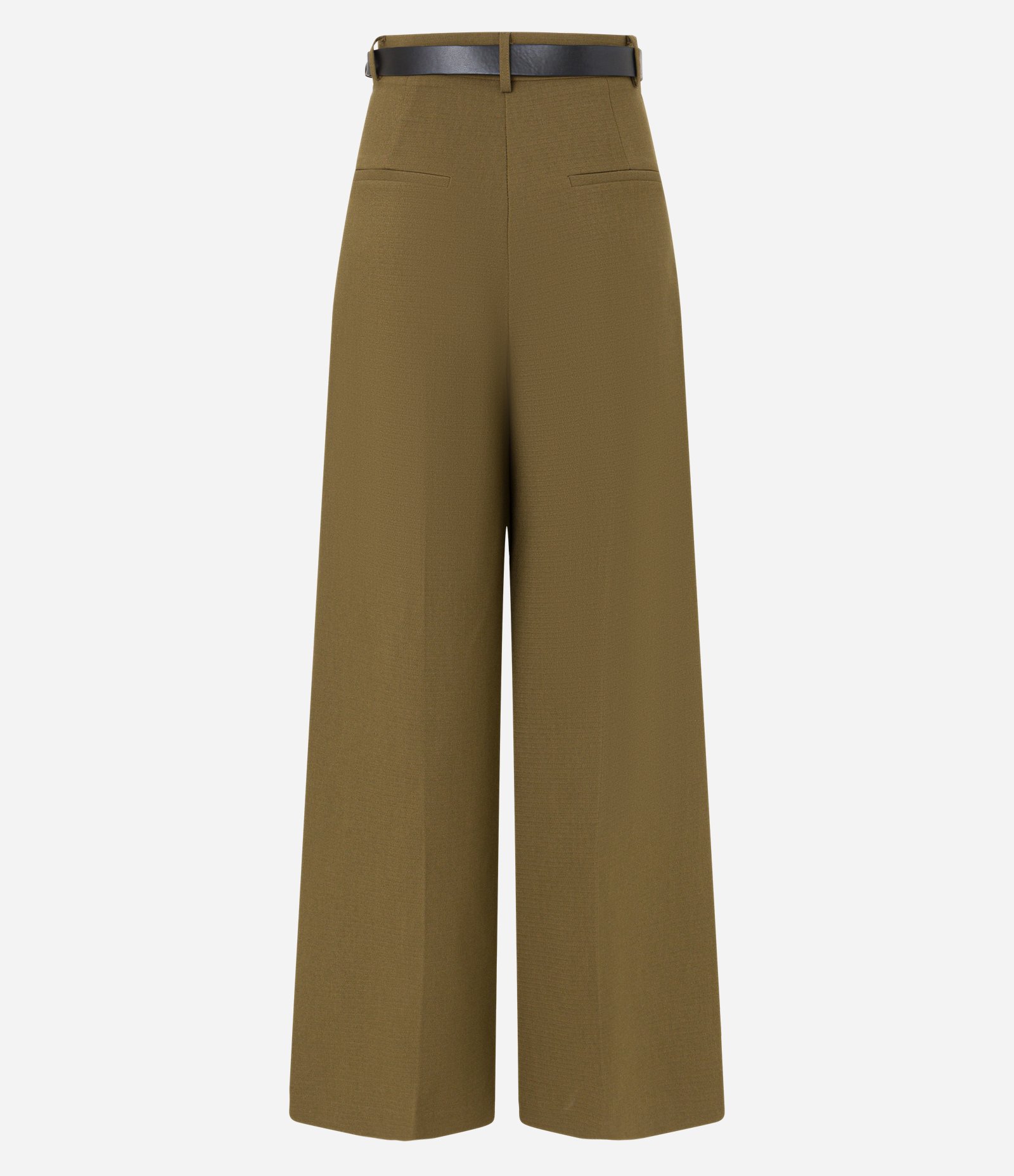 Calça Wide Leg em Alfaiataria com Pregas e Cinto Verde 9