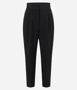 Calça Cenoura Alfaiataria Cintura Alta com Pregas