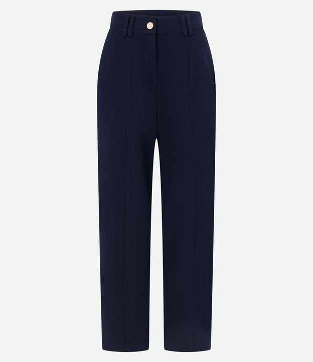 Calça Wide Cintura Baixa em Crepe com Frisos