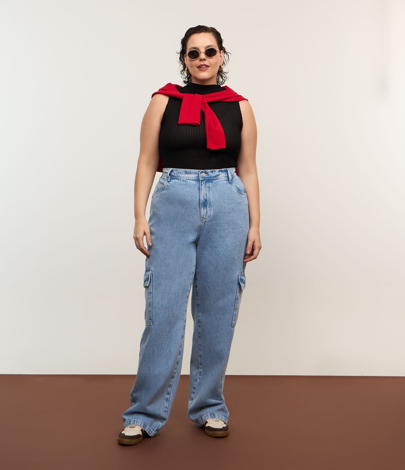 Blusa Regata com Gola Alta e Textura Curve & Plus Size Preto 3