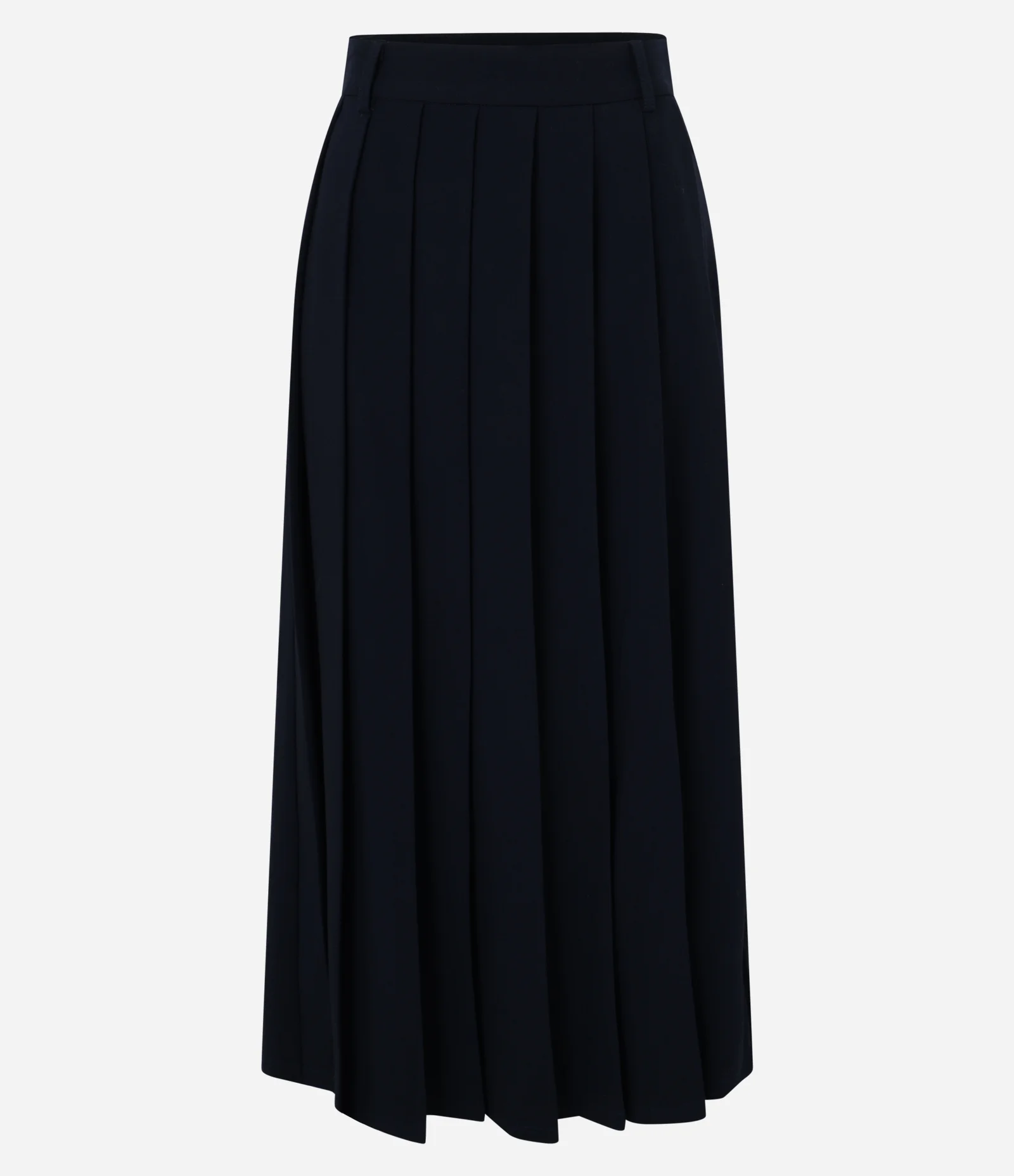 Saia Evasê Midi Alfaiatada com Efeito Plissado Azul Marinho 5