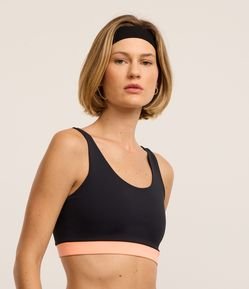 Top Esportivo em Poliamida com Barra Contrastante