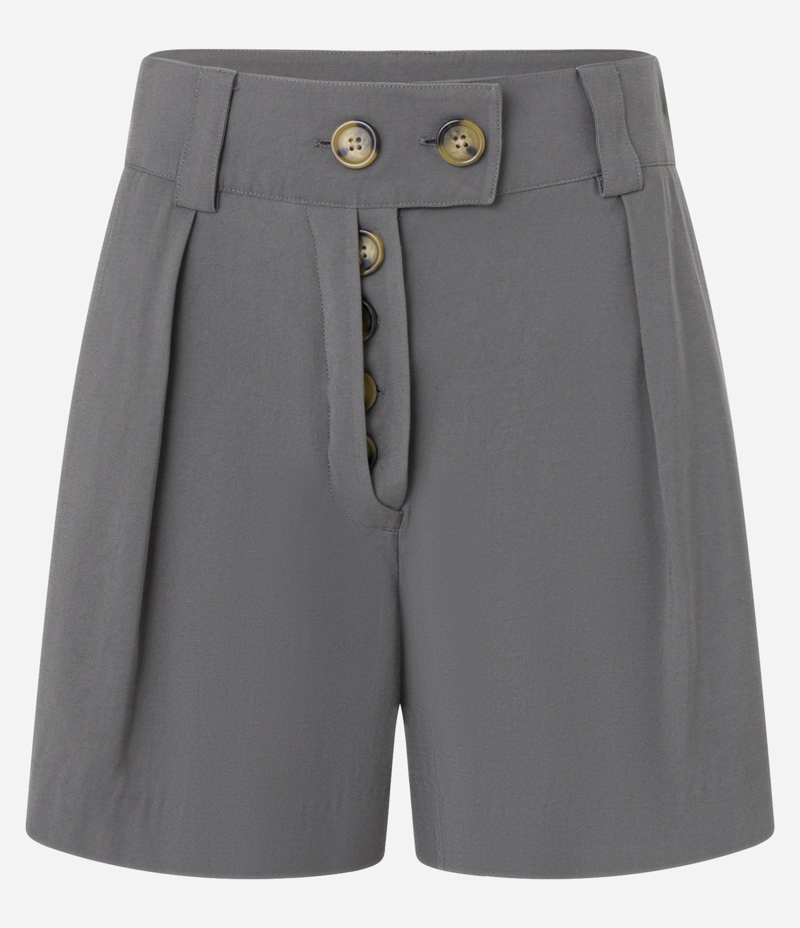 Short Reto Cintura Alta em Viscose com Pregas Cinza 5