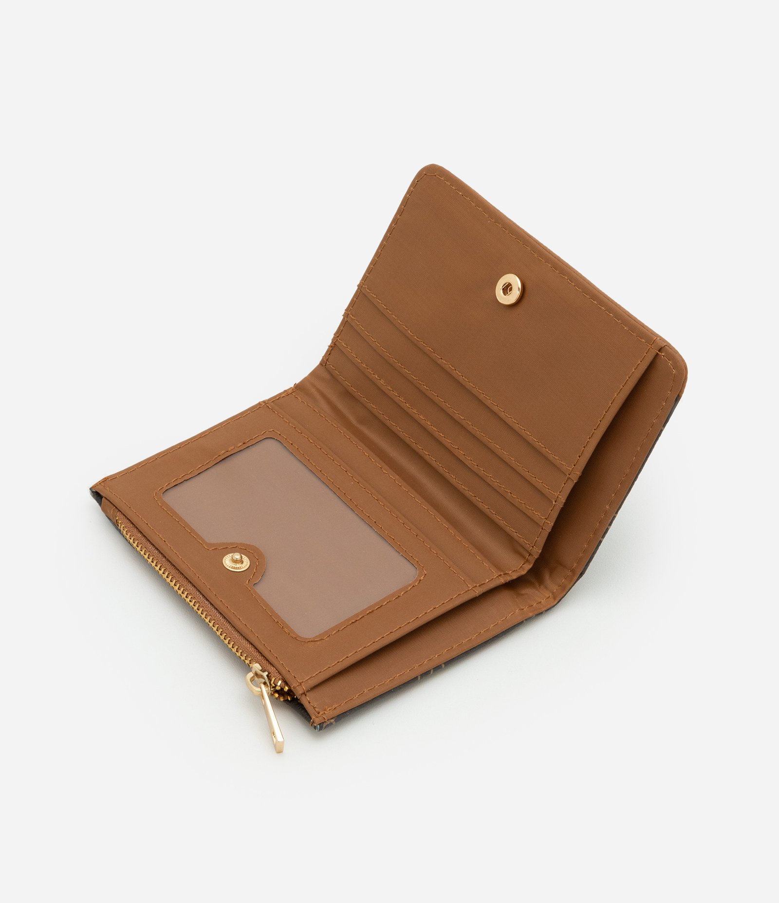 Carteira Pequena Envelope com Detalhe de Recortes Marrom 5