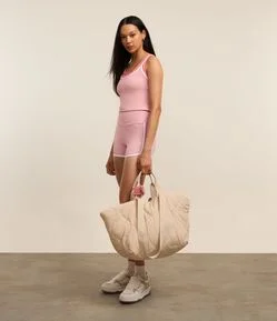 Bermuda Crossfiteira em Microfibra com Cós Alto e Viés Contrastante