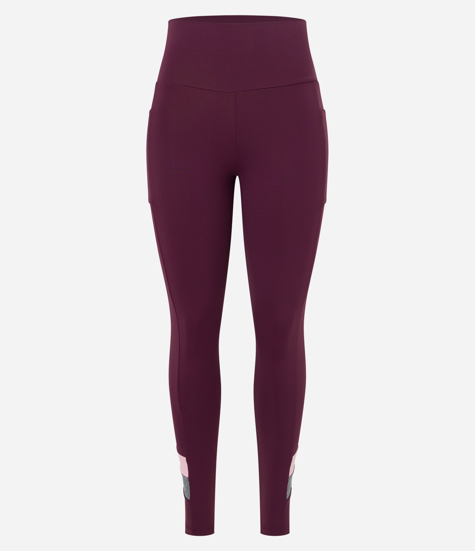 Calça Legging Esportiva em Microfibra com Bolso e Recortes Vinho 5