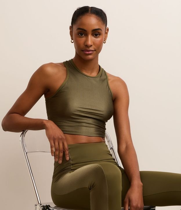 Regata Cropped Esportiva em Microfibra Canelada
