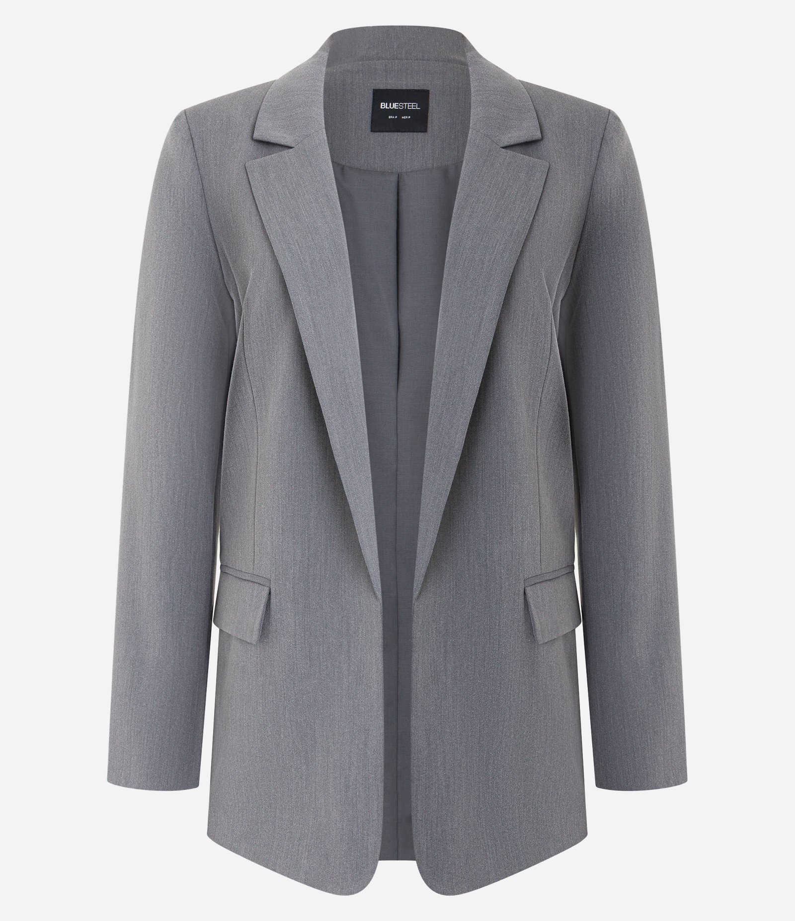 Blazer Alongado em Alfaiataria com Bolsos de Lapelas Cinza 5
