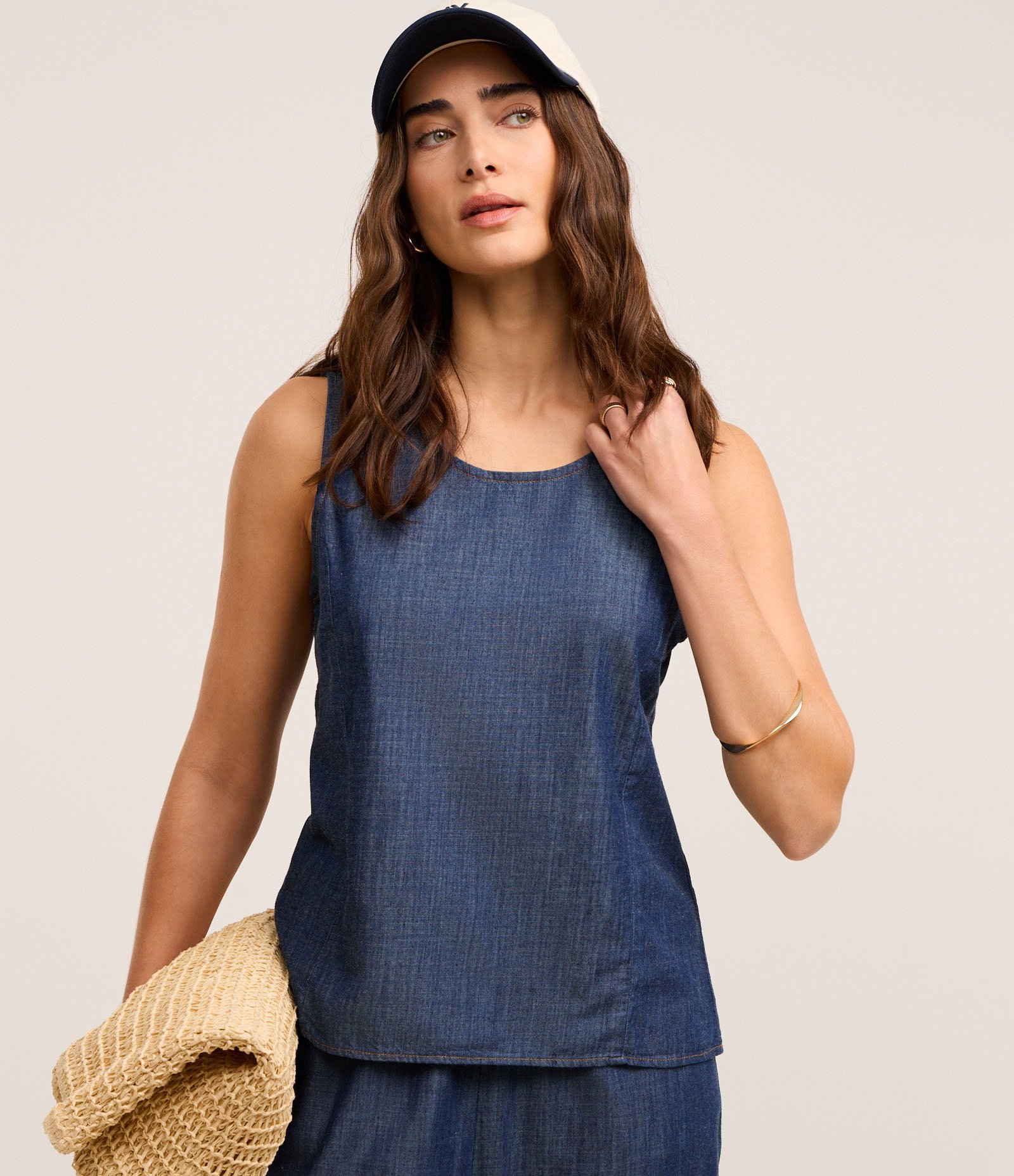 Regata Regular em Jeans Soltinha Azul 1