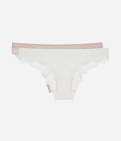 Kit 02 Calcinhas Biquíni em Microfibra com Renda