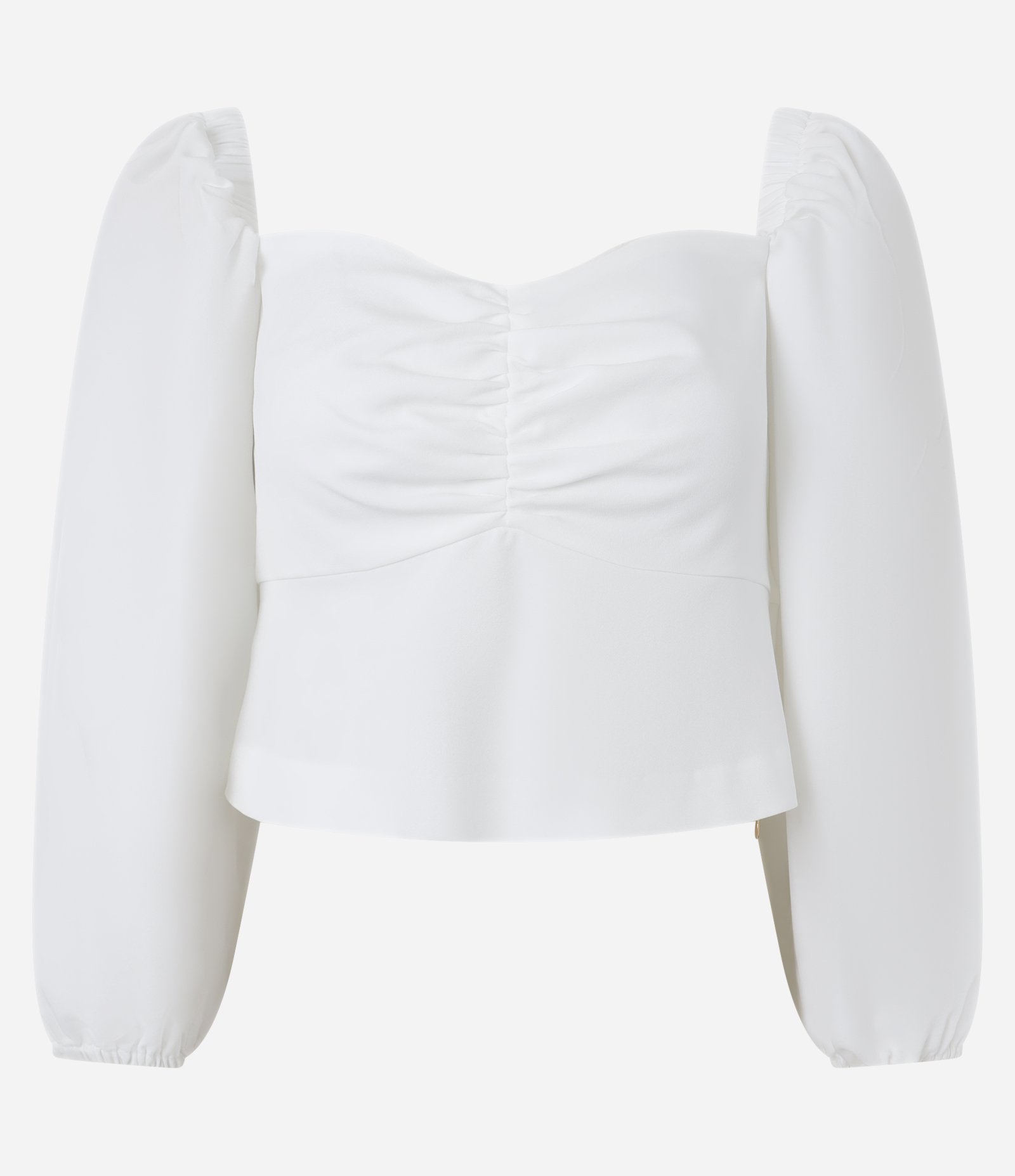 Blusa em Crepe com Decote Coração e Manga Ampla Branco 5