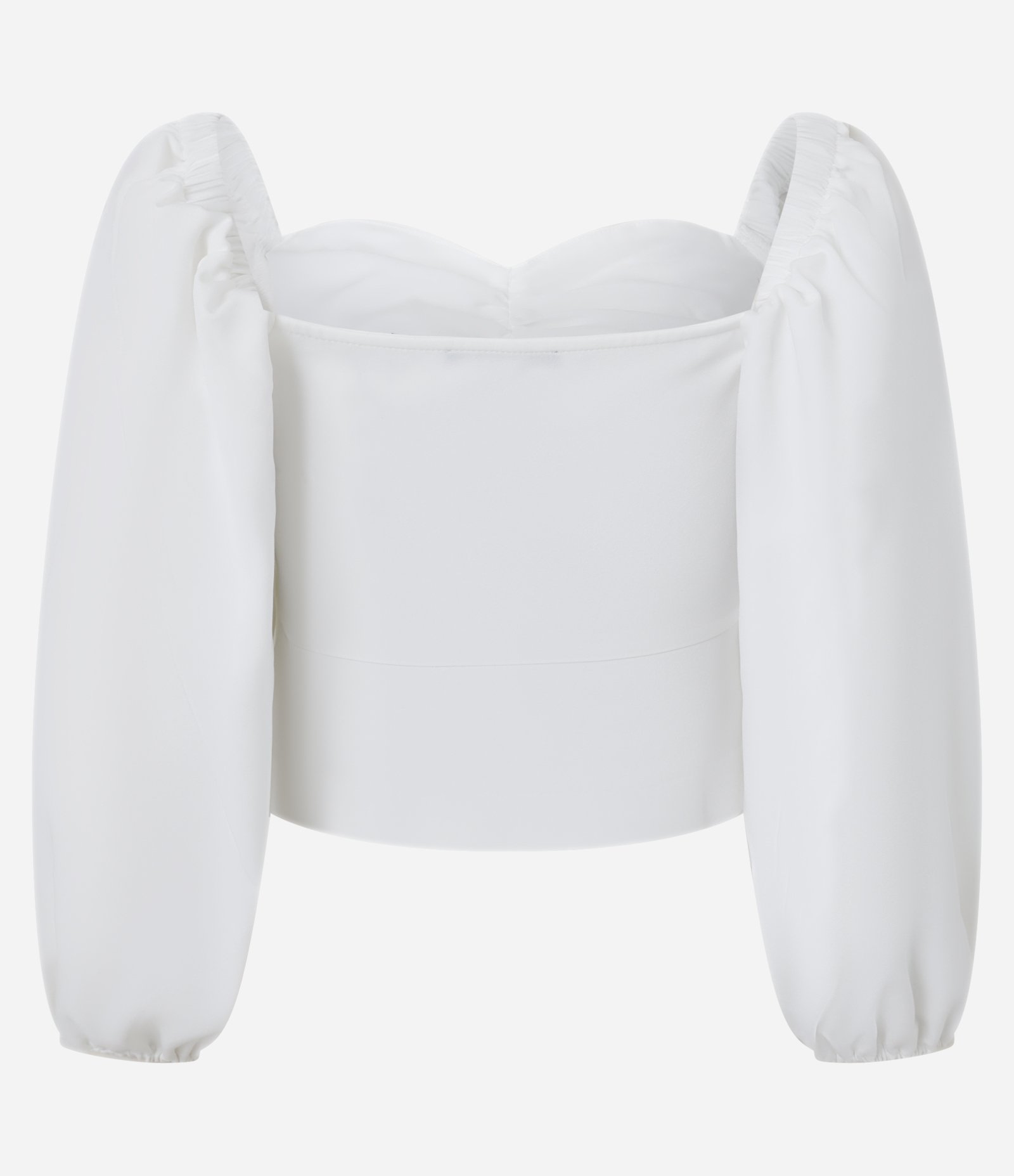 Blusa em Crepe com Decote Coração e Manga Ampla Branco 6