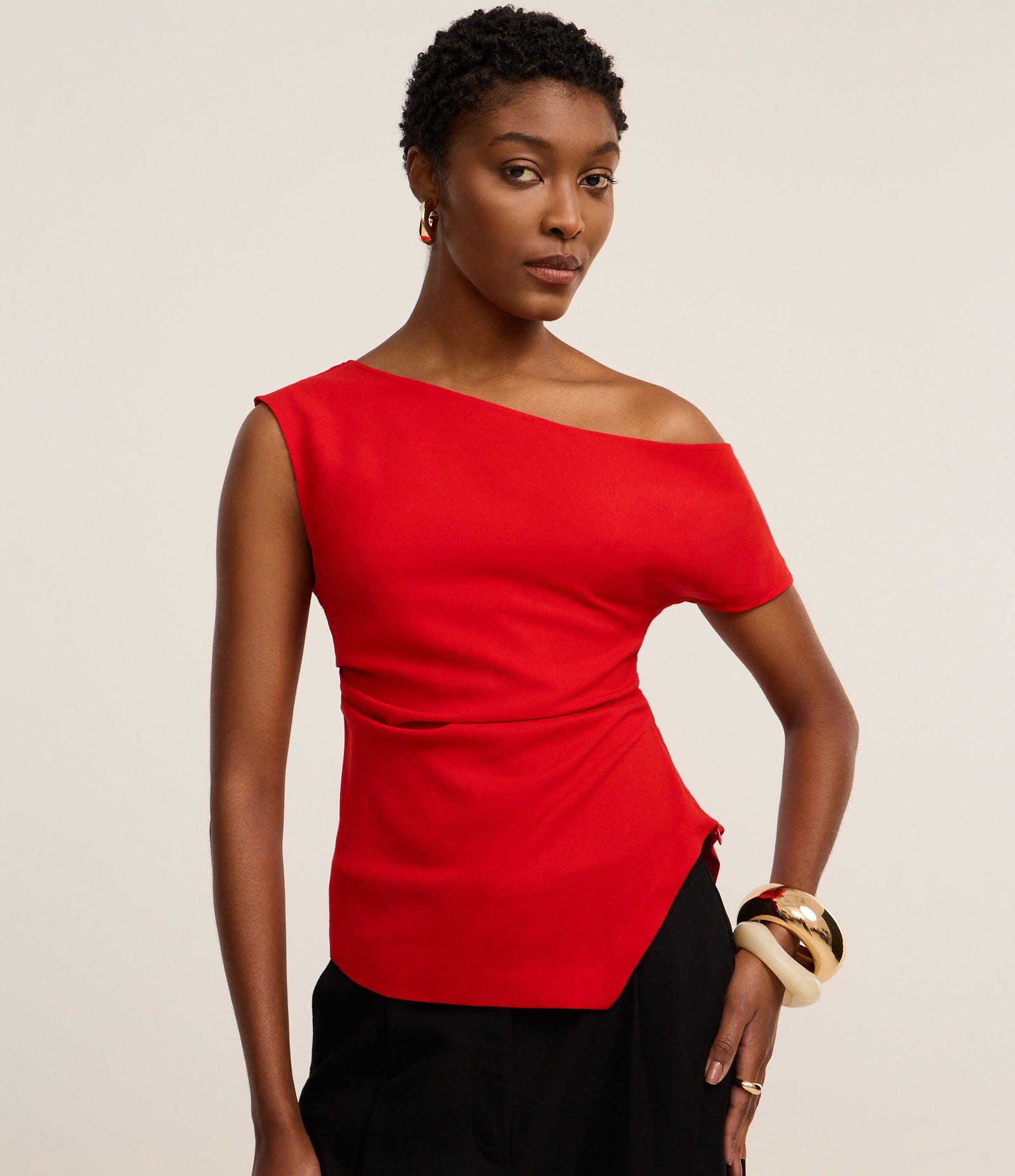 Blusa Alfaiatada com Decote Ombro Só Laranja 1