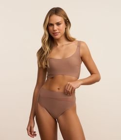 Calcinha Alta Fio em Microfibra Leve com Recorte de Tule