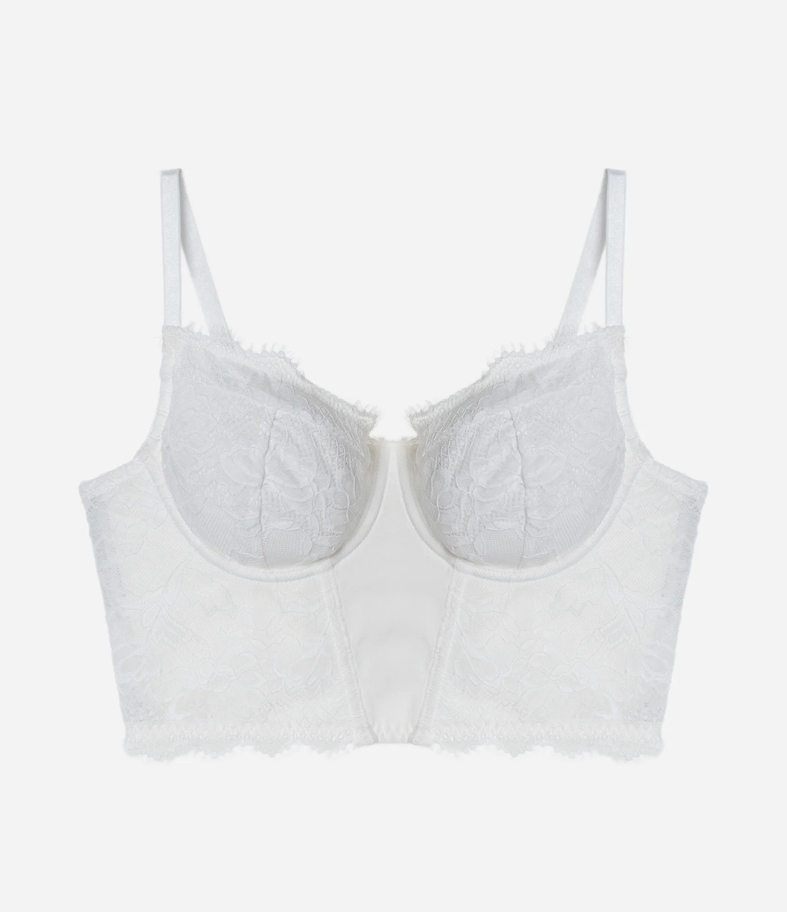 Corset Sem Bojo em Renda Floral com Alças Reguláveis Branco 5