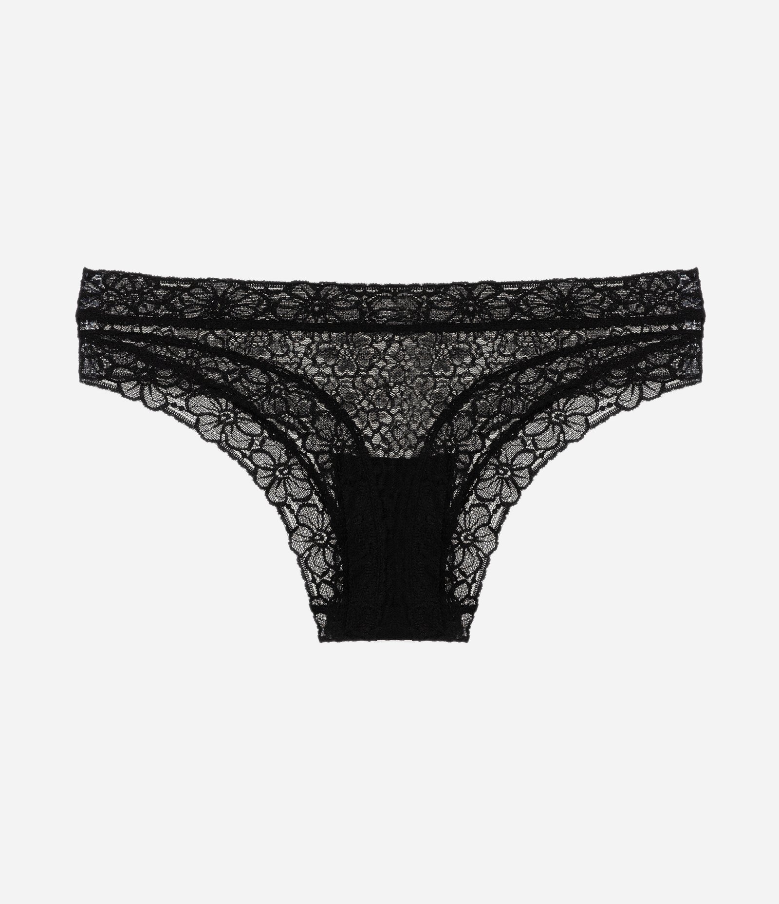 Calcinha Biquíni em Laise com Textura Floral Preto 4