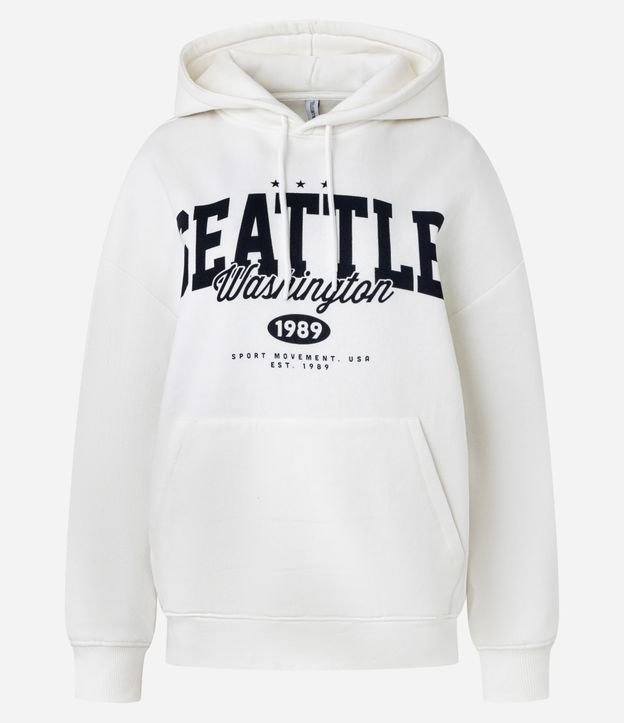 Casaco Fechado Overtop em Moletom com Estampa Lettering Seattle