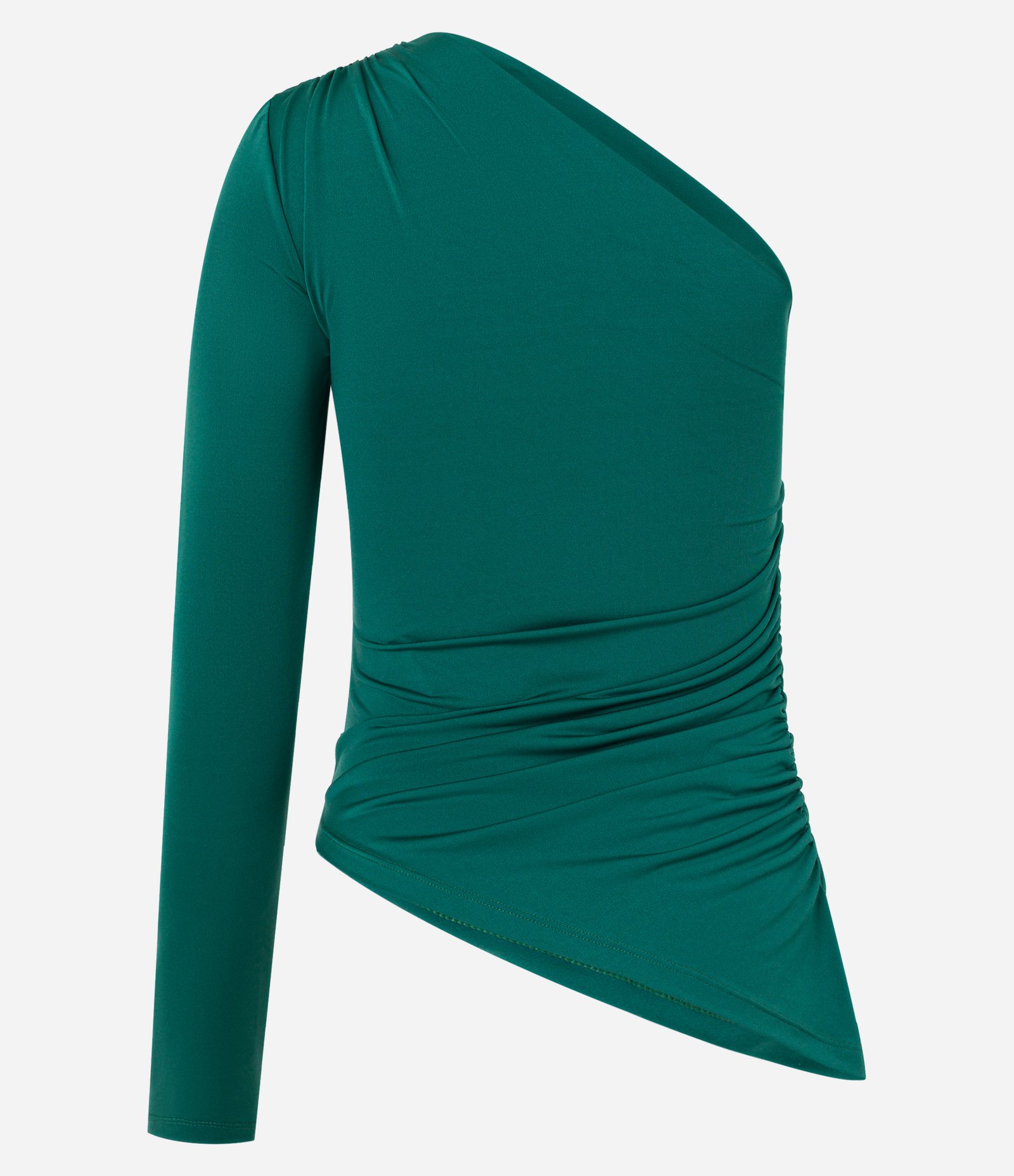 Blusa Ombro Só em Malha Jersey com Lateral Franzida Verde 6