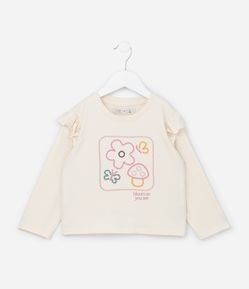 Blusa Infantil com Babadinhos e Estampa Cogumelo - Tam 1 a 6 Anos