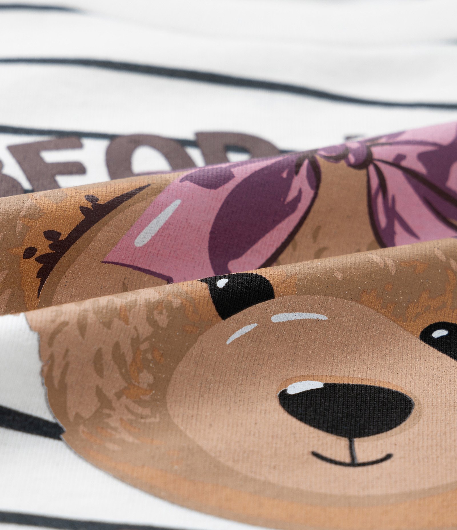 Blusa Infantil com Estampa Listrada e com Ursinha - Tam 1 a 6 Anos Off White 3