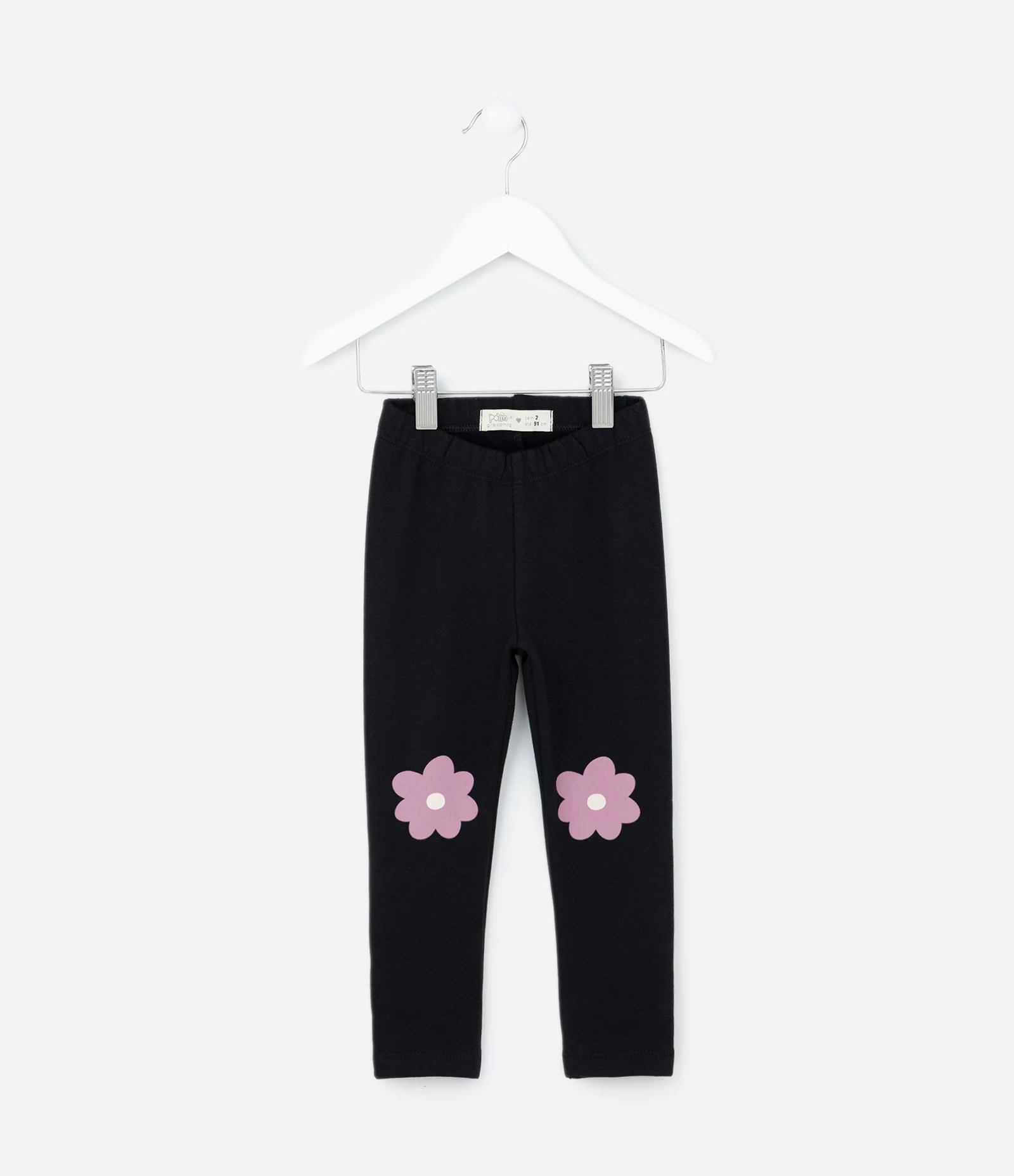 Calça Legging Infantil com Estampa Florzinha - Tam 1 a 6 Anos Preto 1
