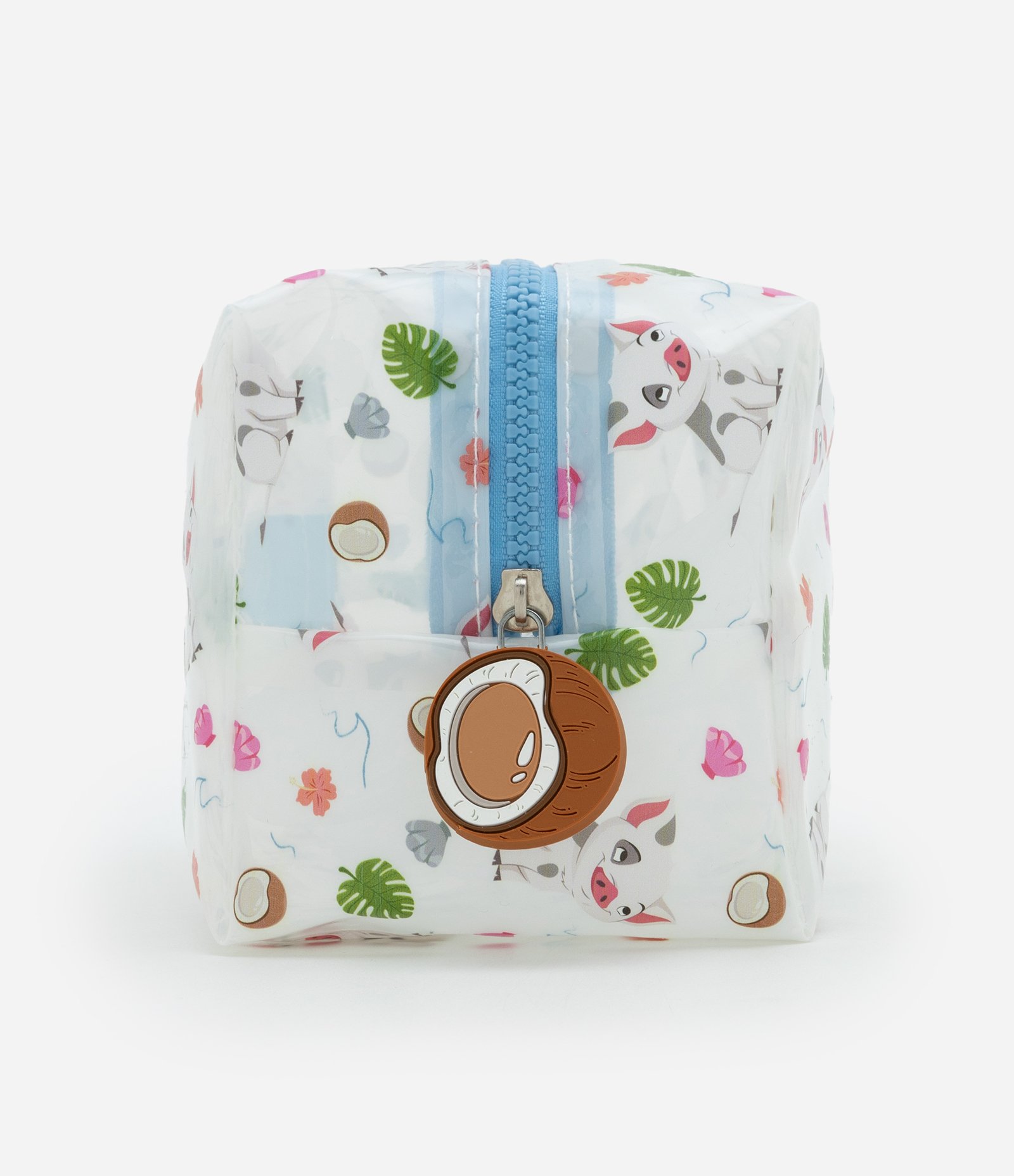 Nécessaire Retangular Média com Estampa de Porquinho Off White/Azul 2