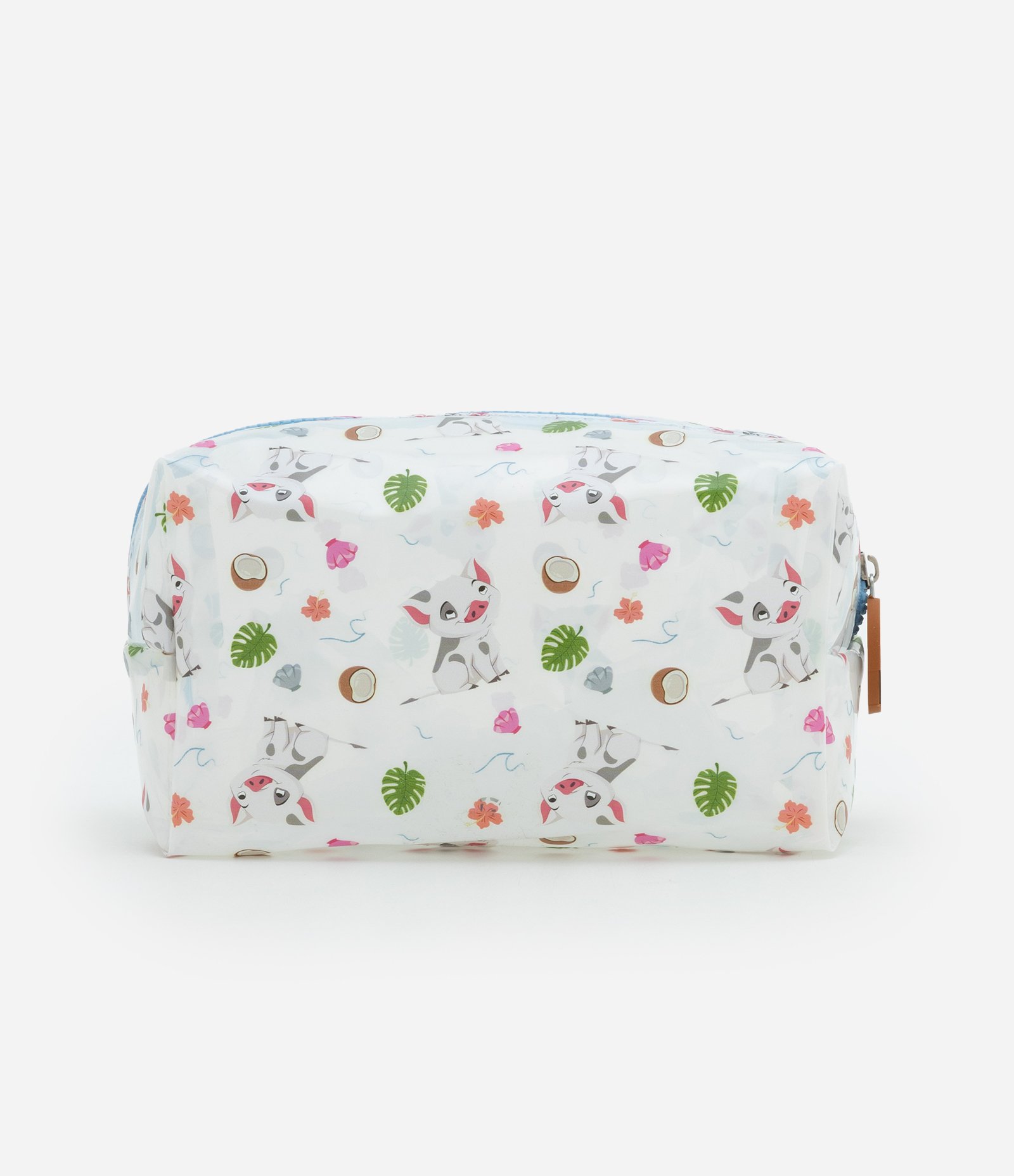 Nécessaire Retangular Média com Estampa de Porquinho Off White/Azul 3