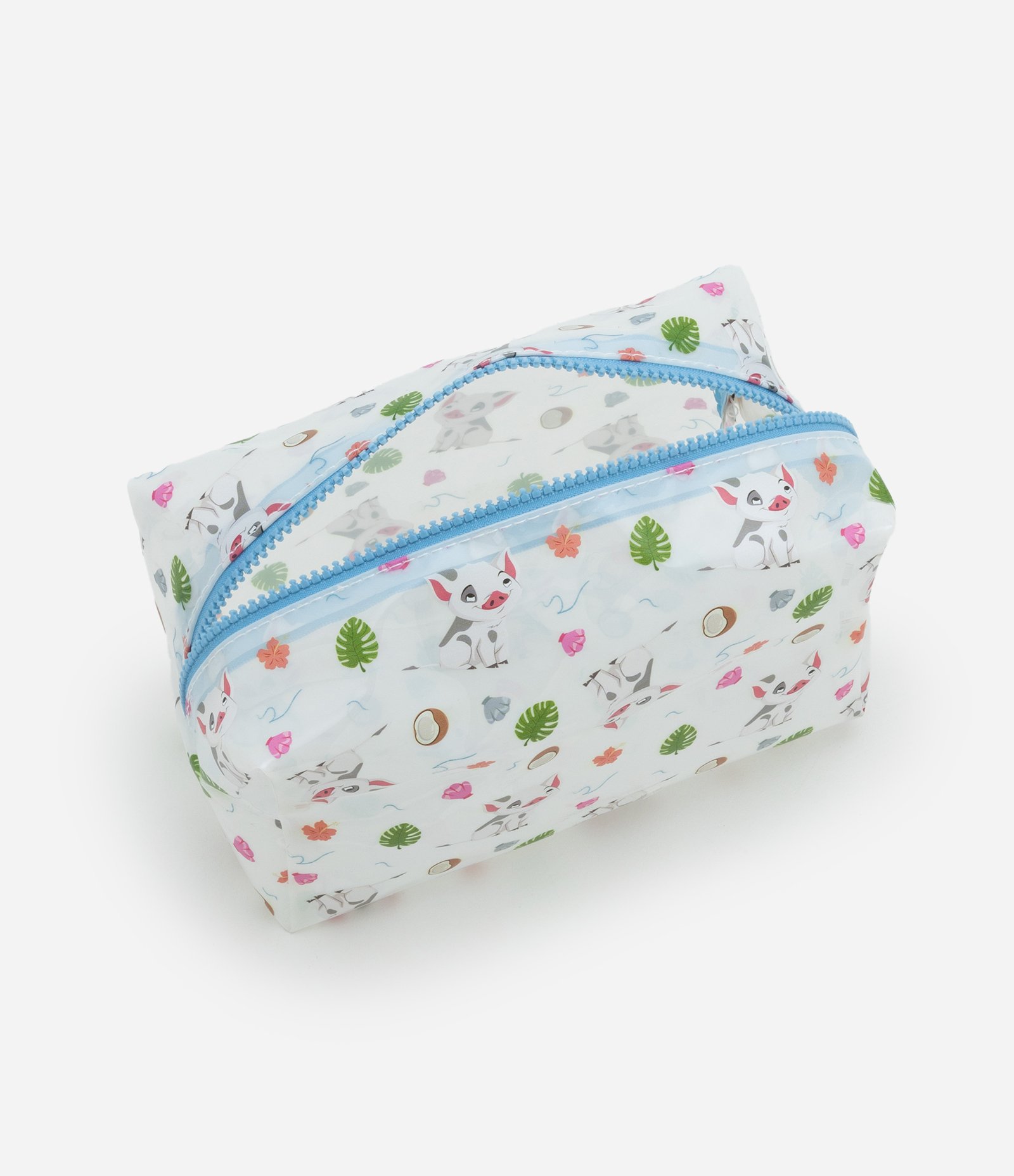 Nécessaire Retangular Média com Estampa de Porquinho Off White/Azul 4