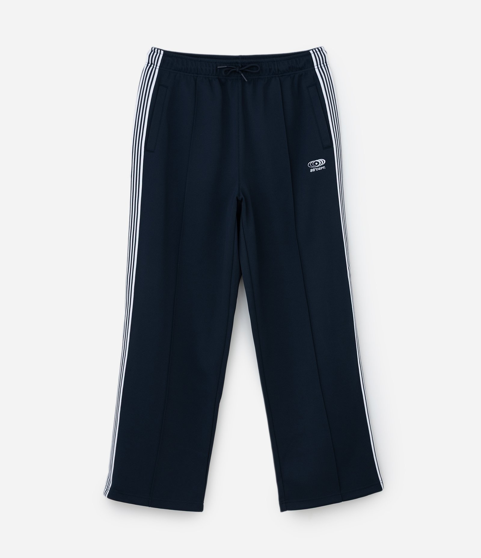 Calça Wide Leg em Helanca Listras laterais Azul Escuro 7