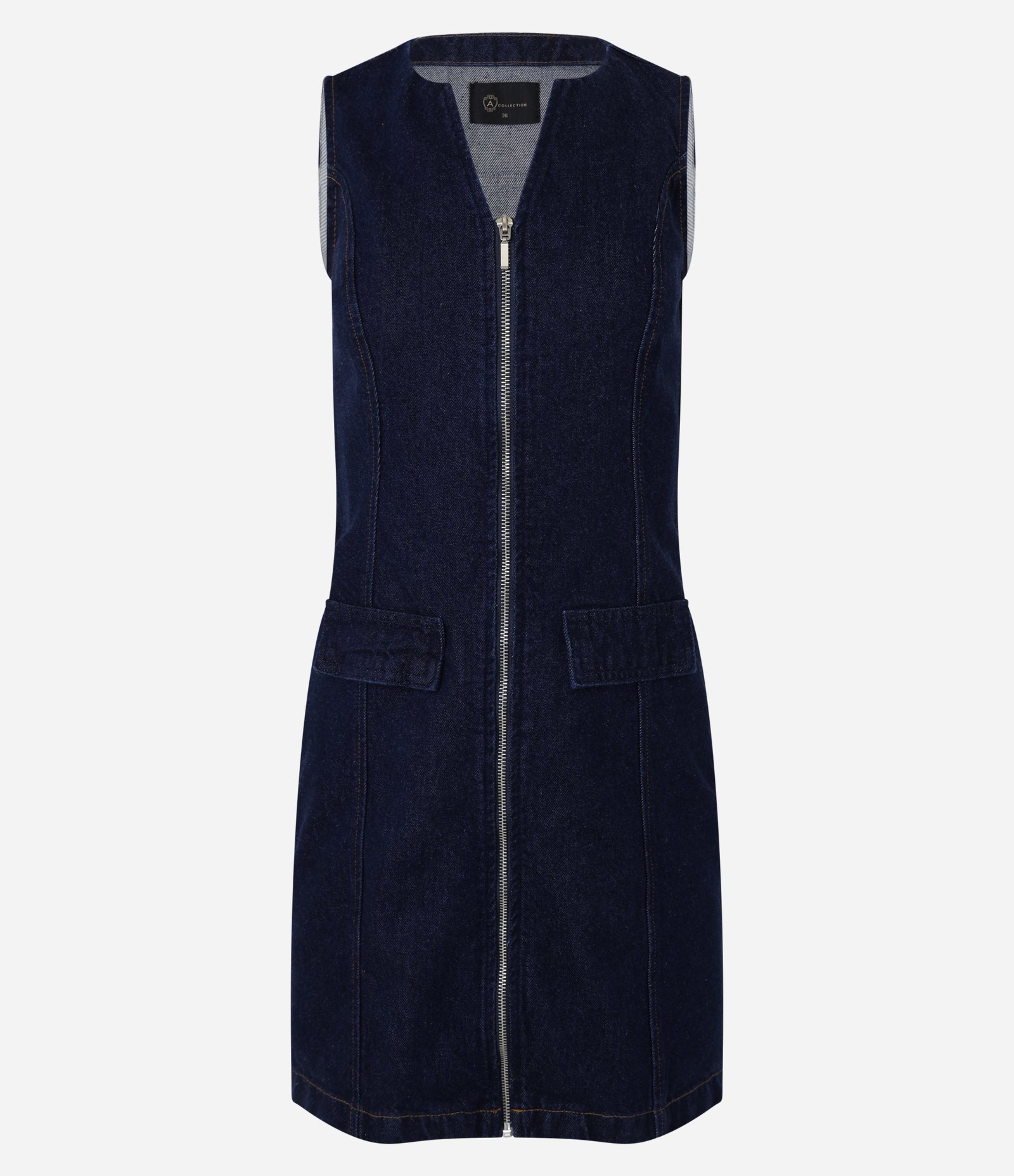 Vestido Curto em Jeans com Zíper Frontal Azul 6