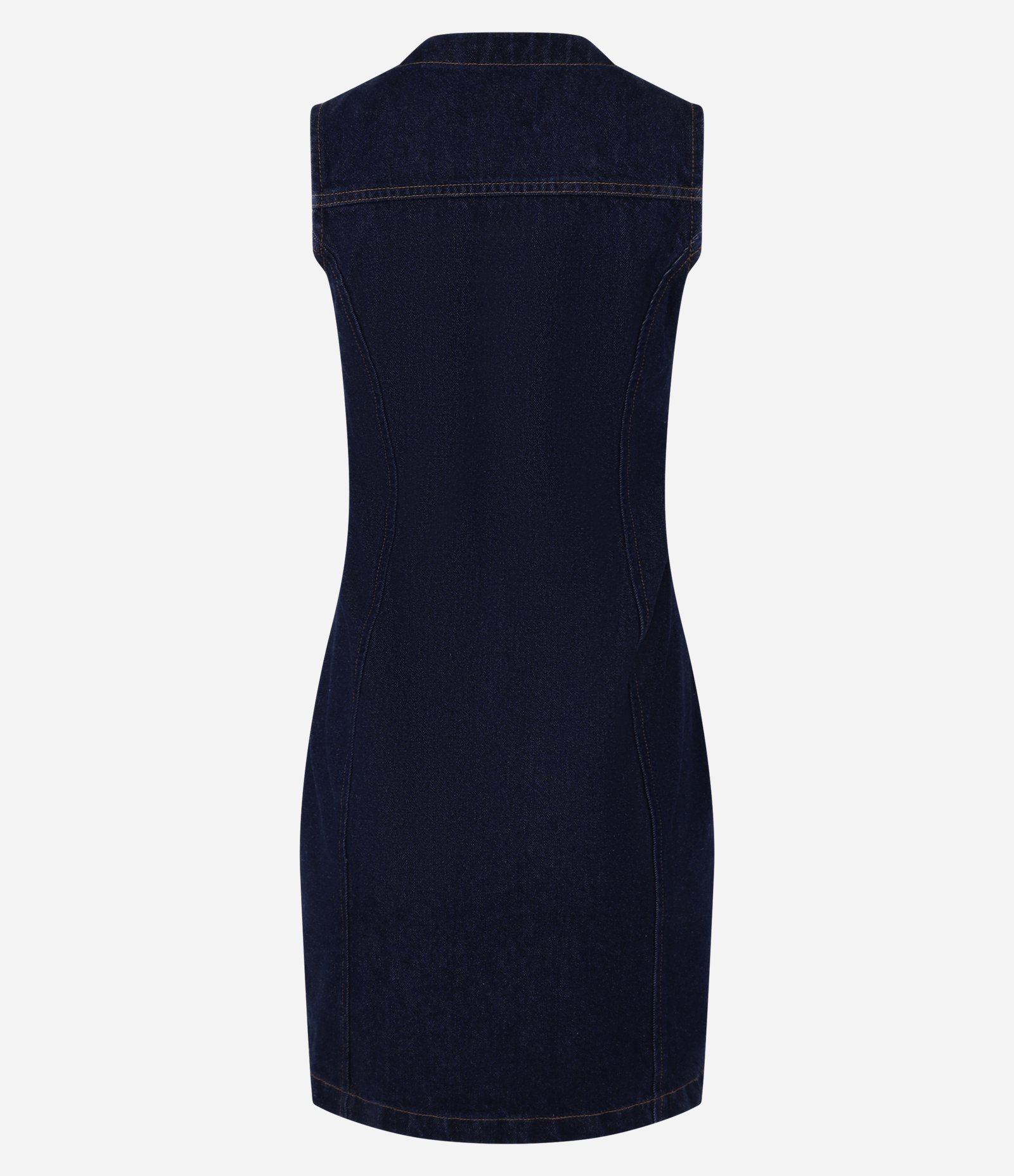 Vestido Curto em Jeans com Zíper Frontal Azul 7
