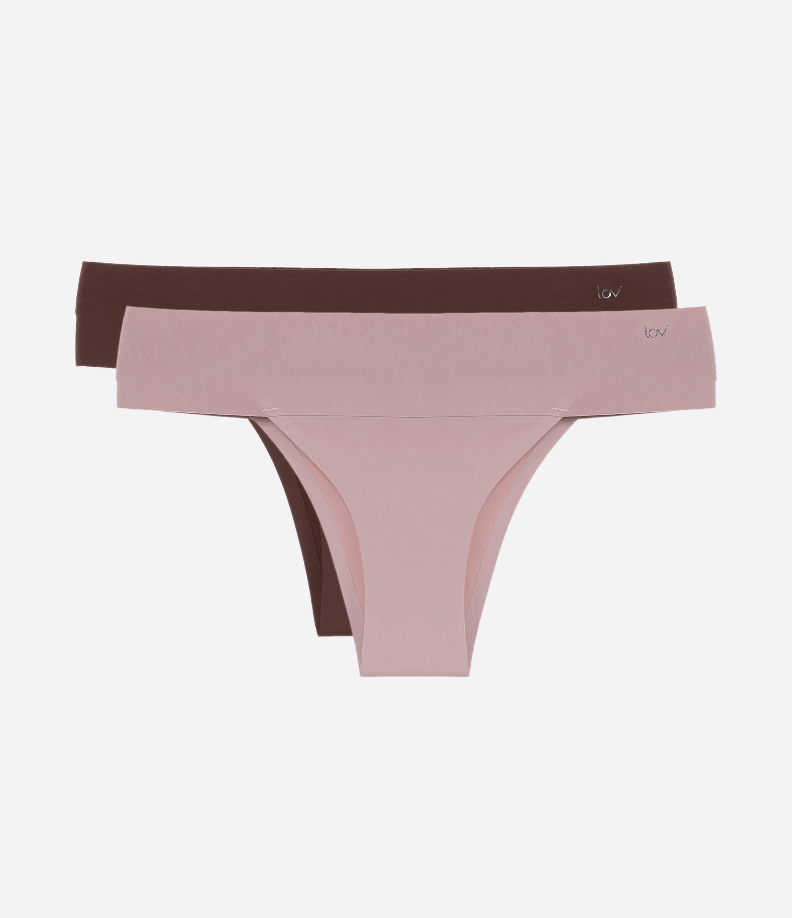 Kit 02 Calcinhas Biquíni Básicas em Microfibra Lilás Neutro/Marrom 1