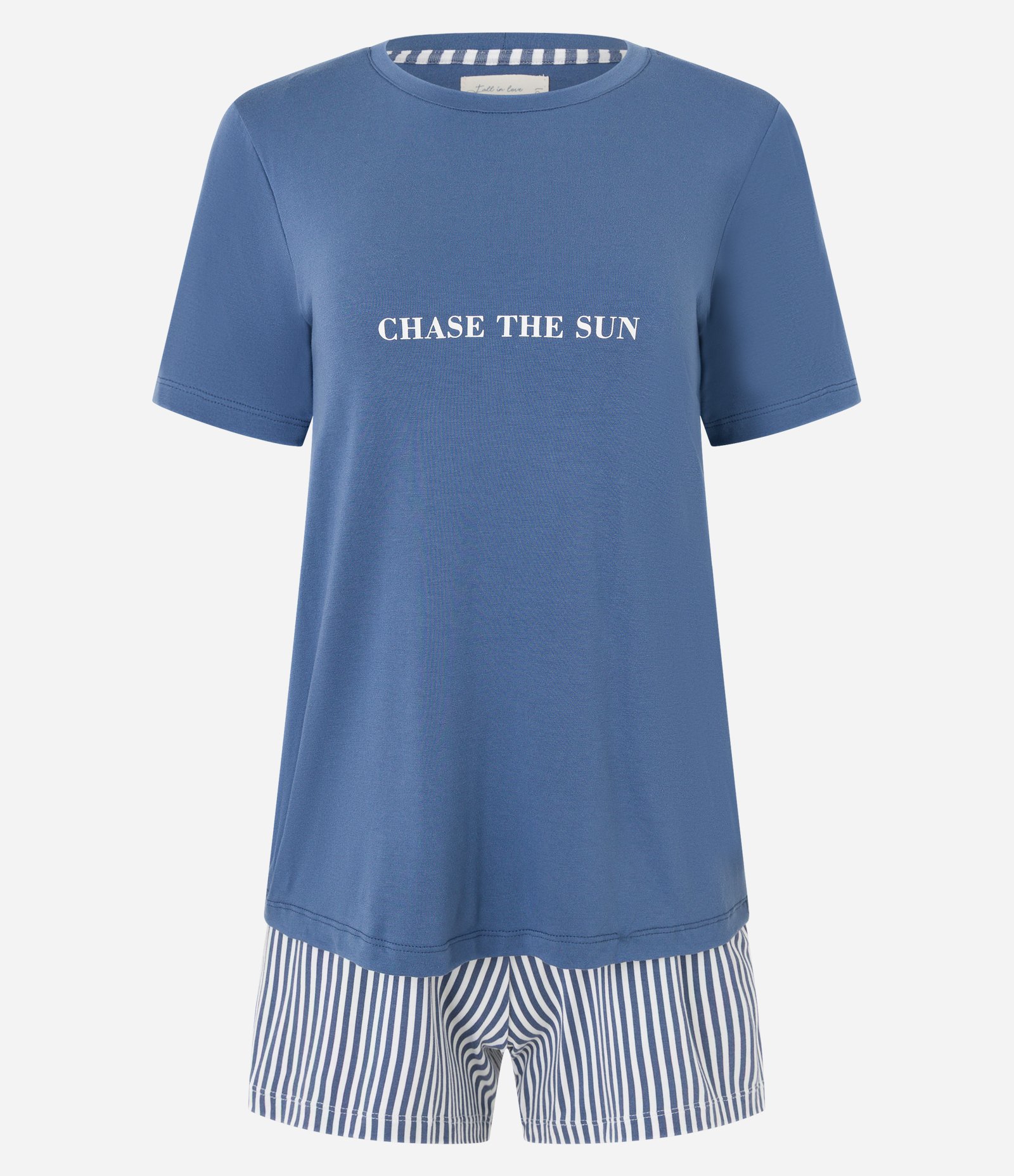 Pijama Short Doll com Estampa Lettering Chase The Sun Azul 5