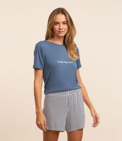 Pijama Short Doll com Estampa Lettering Chase The Sun