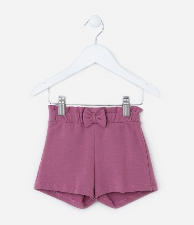 Short Clochard Infantil em Moletom com Laço - Tam 0 a 18 meses