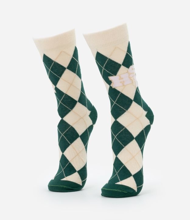 Meia Cano Alto em Algodão com Estampa High School Musical