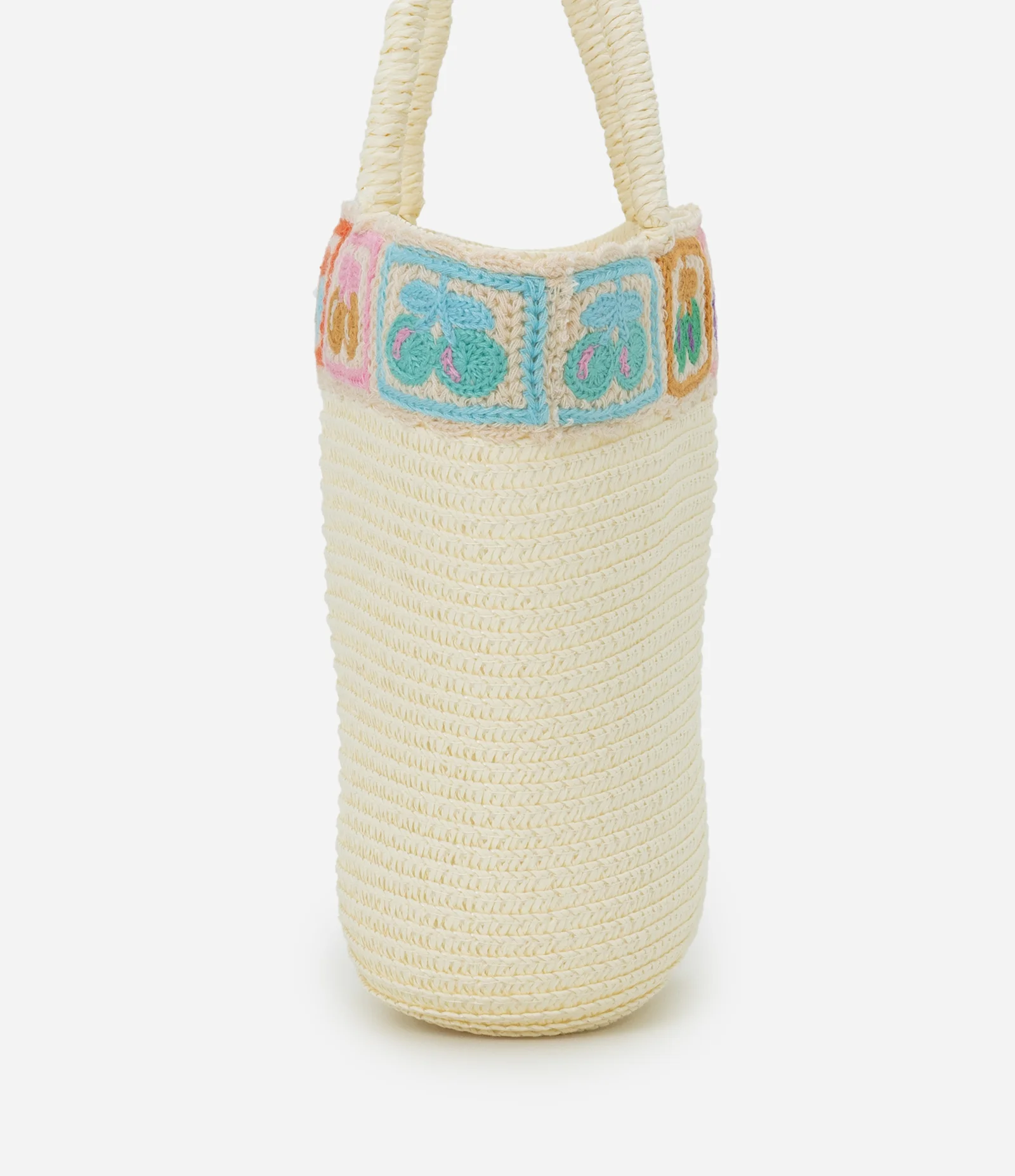 Bolsa de Palha Infantil com Bordado Frutas - Tam Único Bege 2