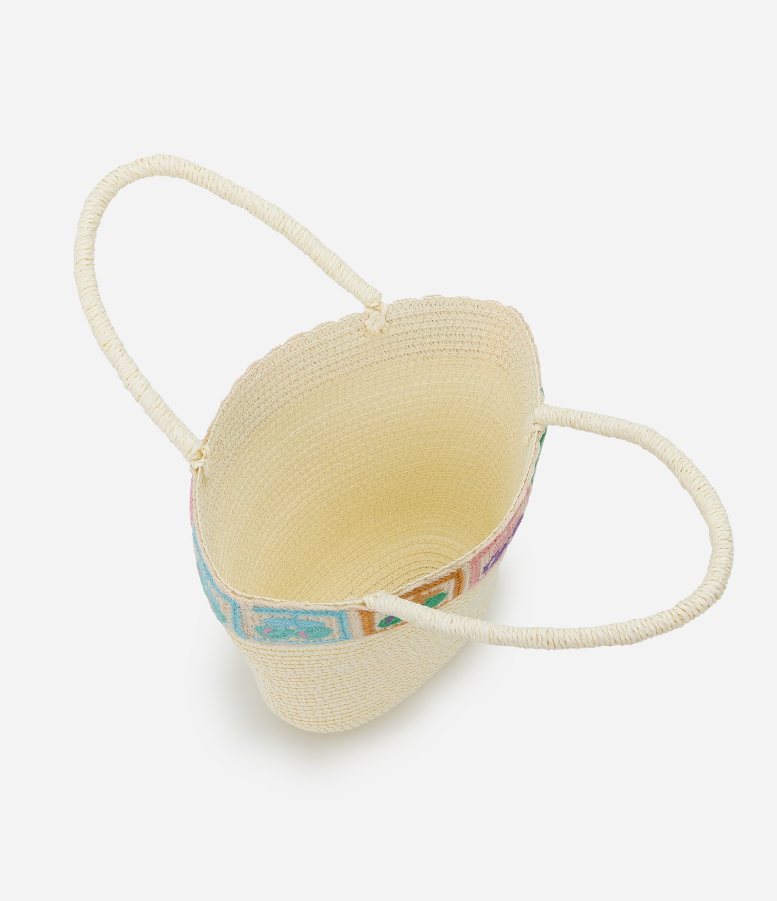 Bolsa de Palha Infantil com Bordado Frutas - Tam Único Bege 4