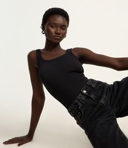 Body em Ribana Sem Manga com Viés Transpassado