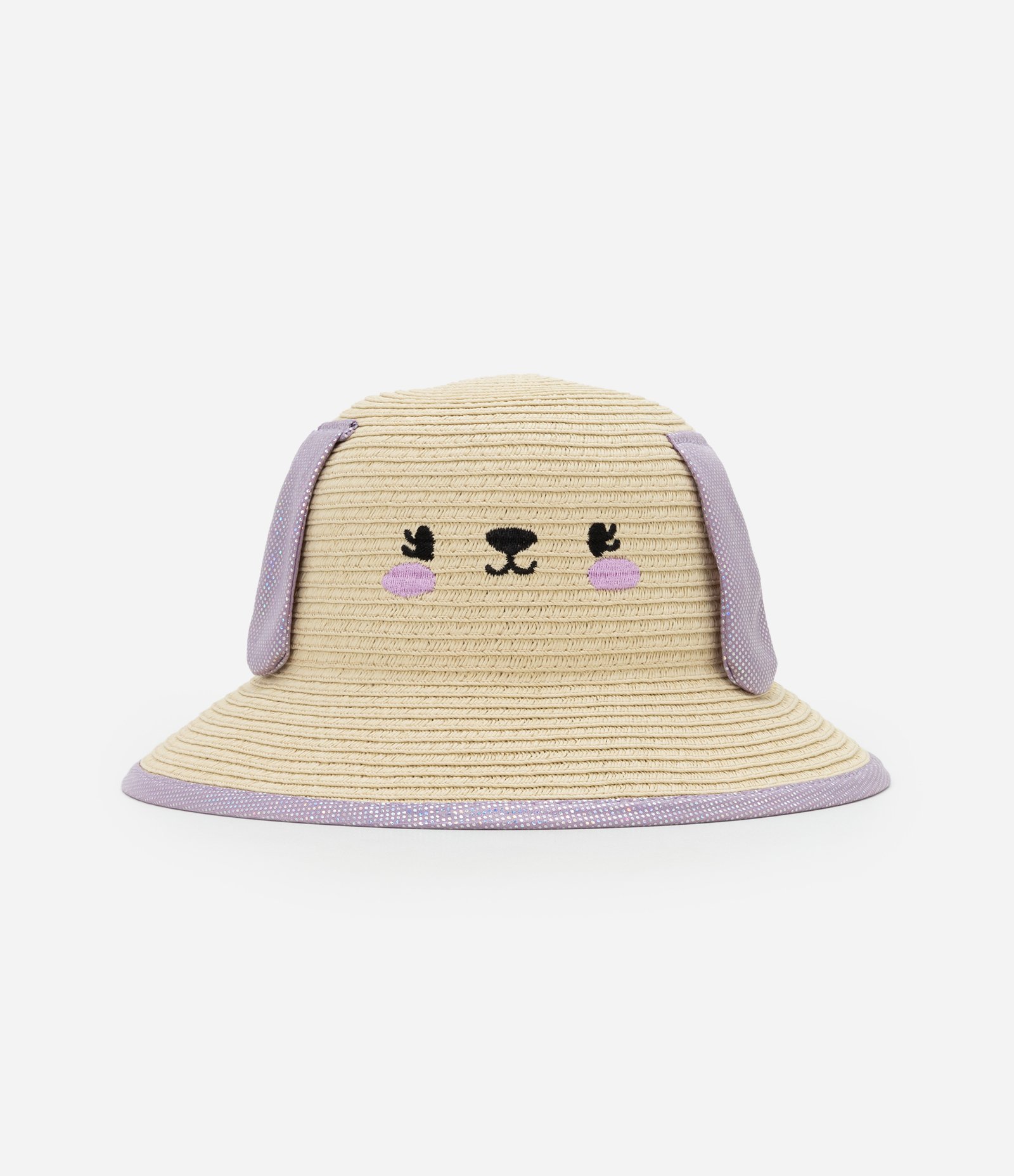 Chapéu de Palha Infantil com Carinha e Orelha - Tam Único Bege 3