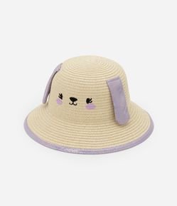 Chapéu de Palha Infantil com Carinha e Orelha - Tam Único