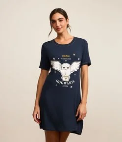 Camisola Curta em Viscose com Estampa Coruja Harry Potter