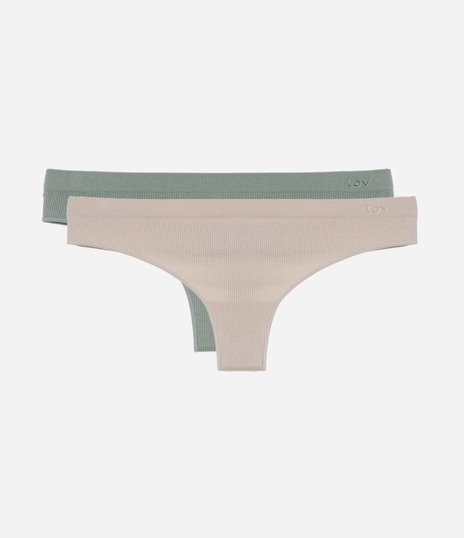 Kit 02 Calcinhas Biquíni Fio Seamless Texturizadas Verde/Bege 1