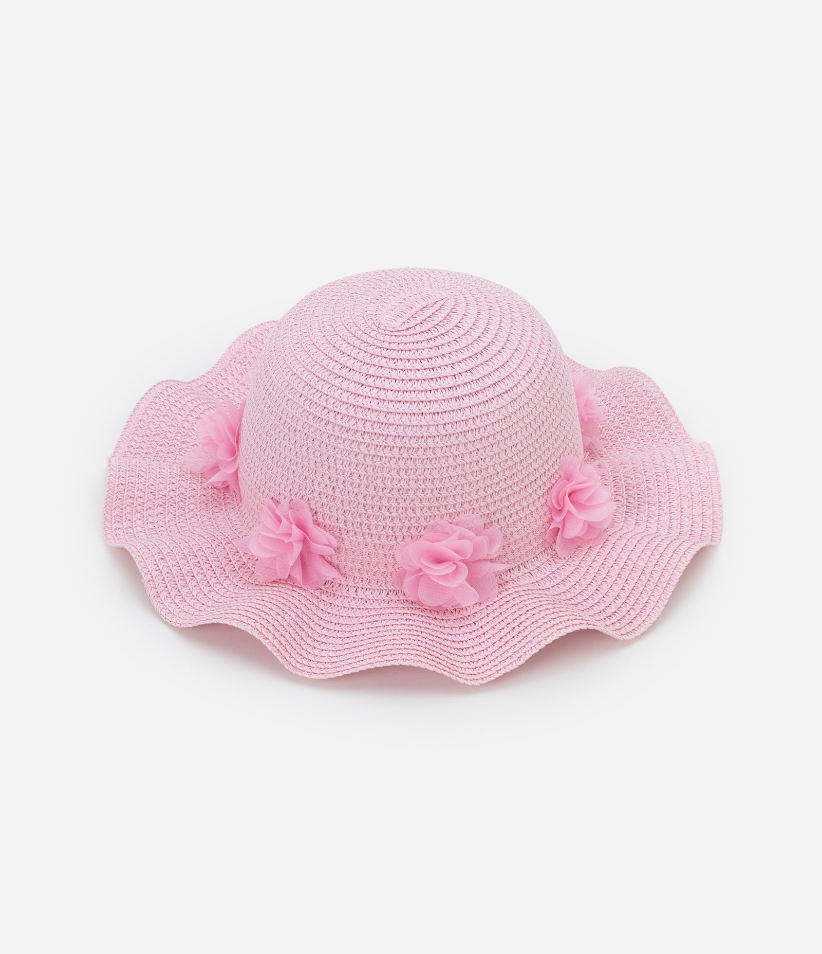 Chapéu de Palha Infantil com Flores - Tam Único Rosa 1