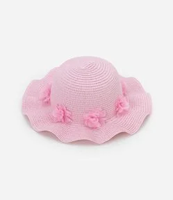 Chapéu de Palha Infantil com Flores - Tam Único