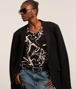 Blusa em Algodão com Estampa Floral de Efeito Blur