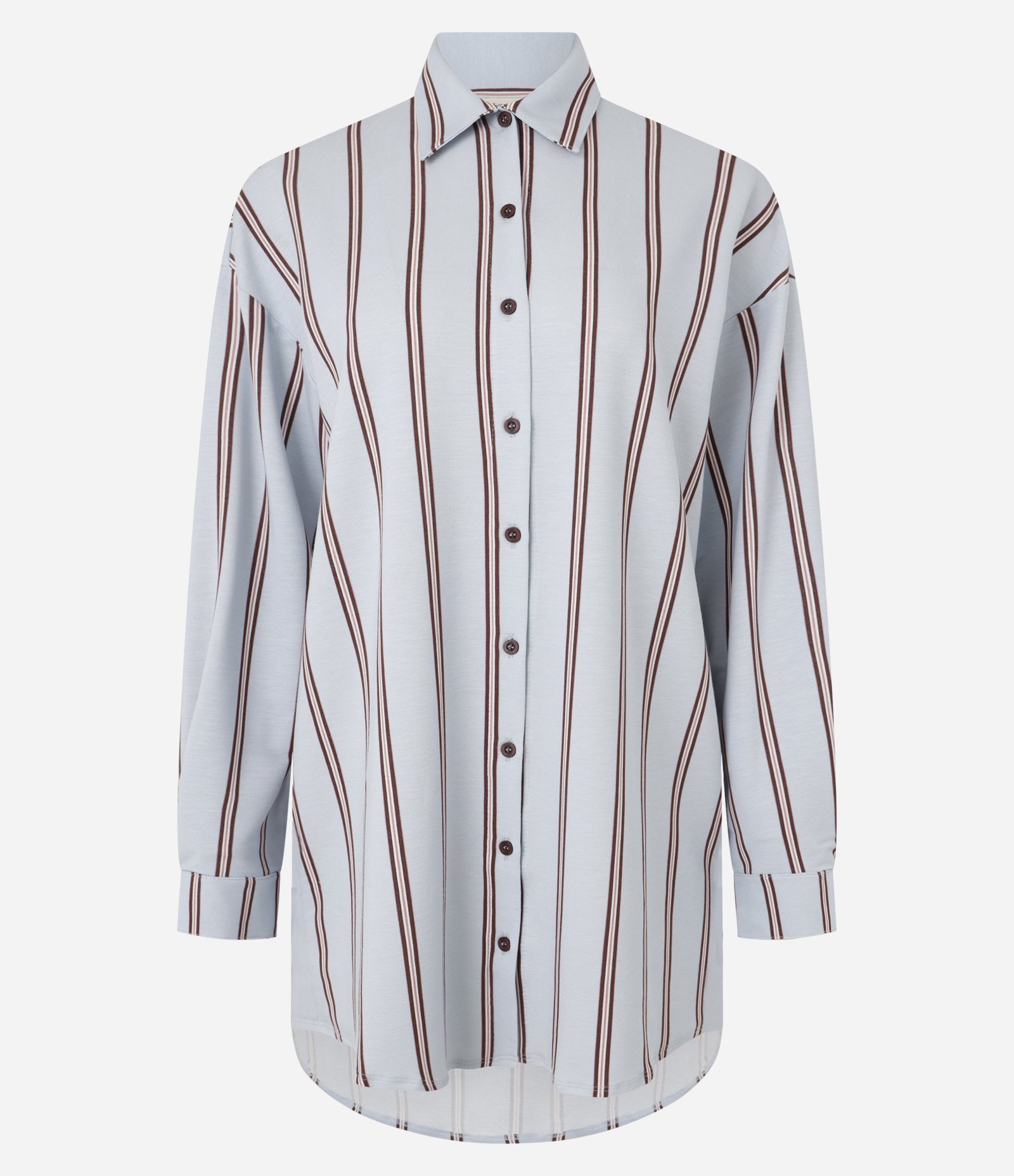 Camisola Americana em Viscose com Listras Cinza 5