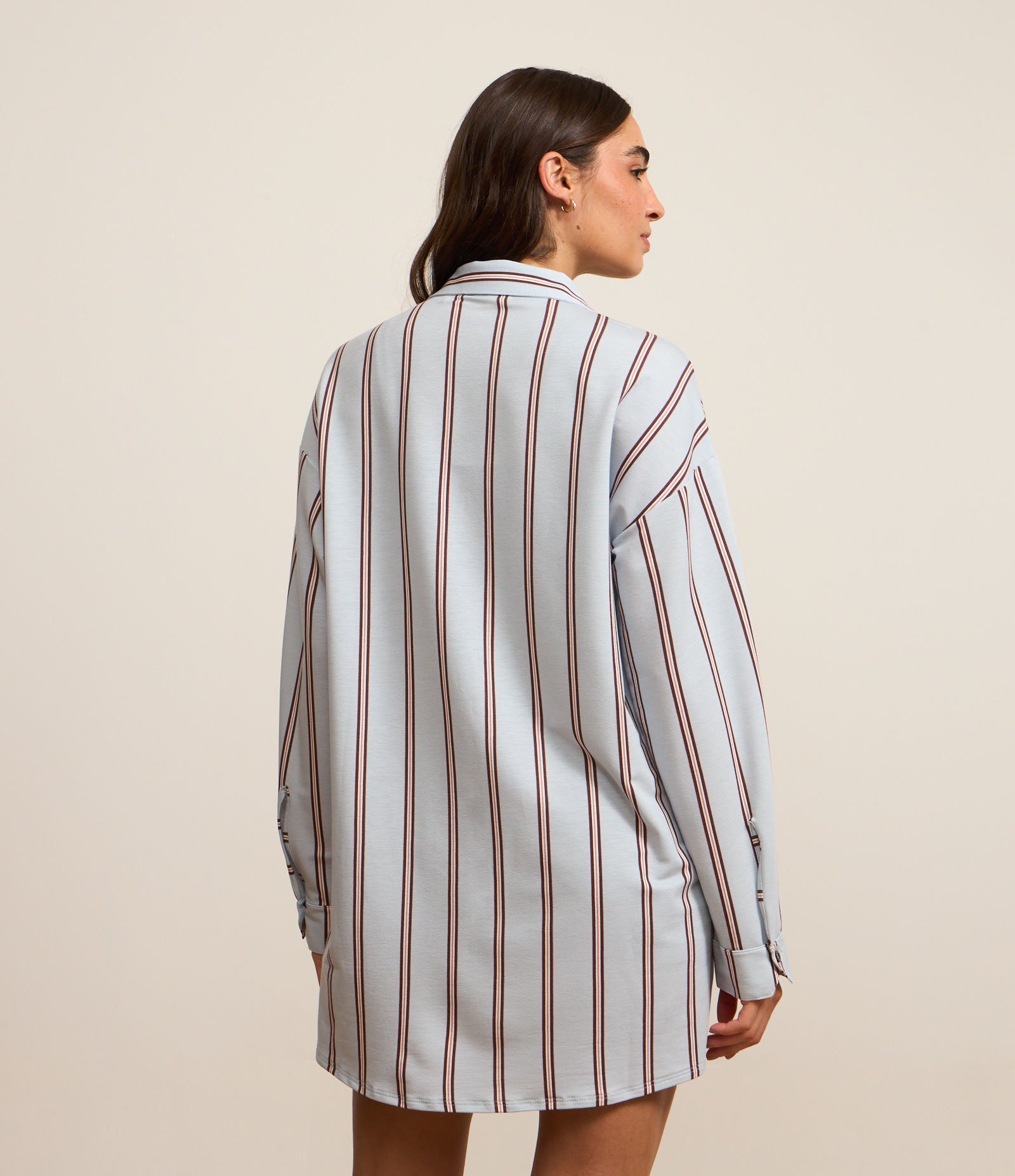 Camisola Americana em Viscose com Listras Cinza 3